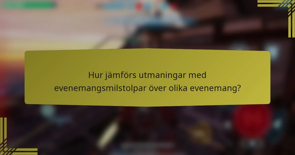 Hur jämförs utmaningar med evenemangsmilstolpar över olika evenemang?