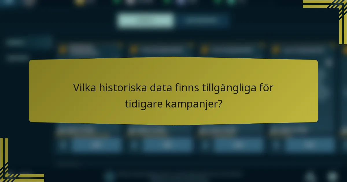 Vilka historiska data finns tillgängliga för tidigare kampanjer?